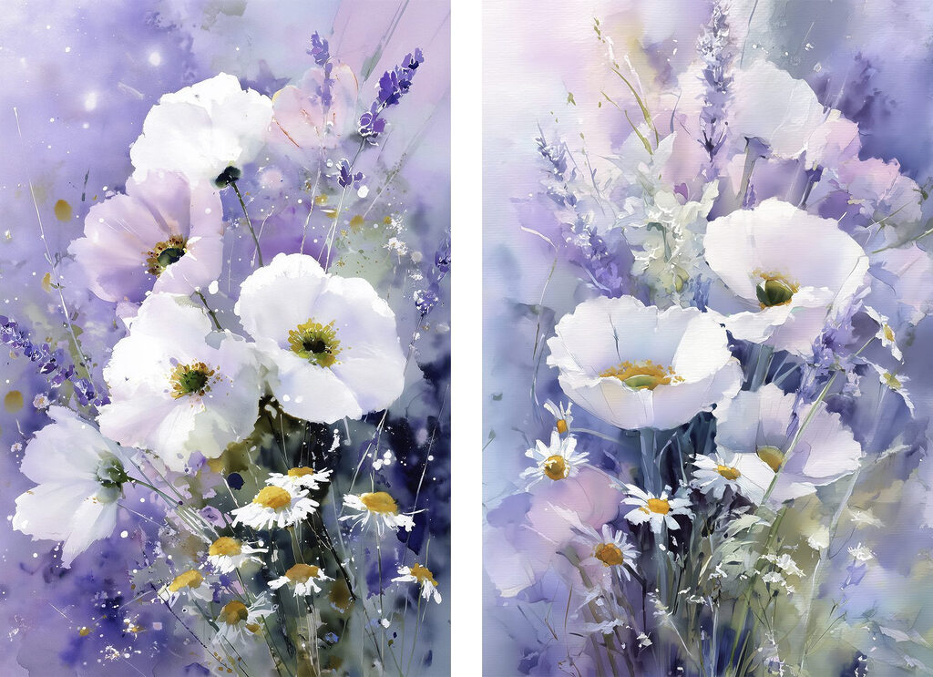 Delicate blooms dancing in soft hues Delicate blooms dancing in soft hues