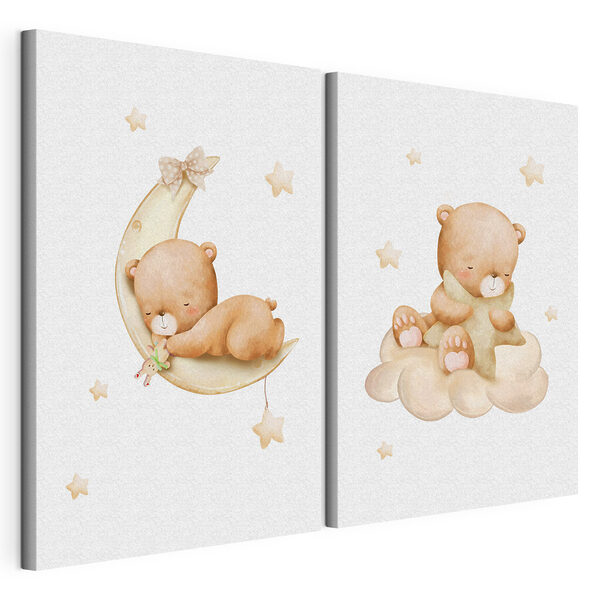Ours en peluche dans une boîte avec des ballons Impression sur toile modulaire Ours en peluche dans une boîte avec des ballons