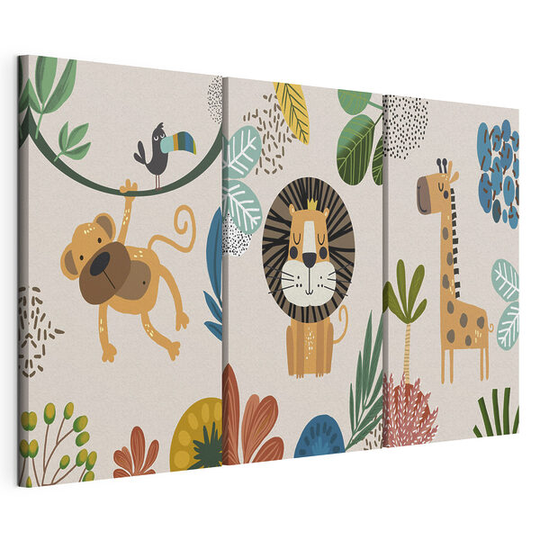Lion avec une couronne et des feuilles Impression sur toile modulaire Lion avec une couronne et des feuilles