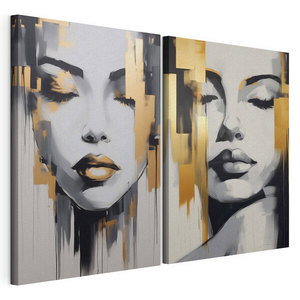 Peinture représentant le visage d'une femme Impression sur toile modulaire Peinture représentant le visage d'une femme