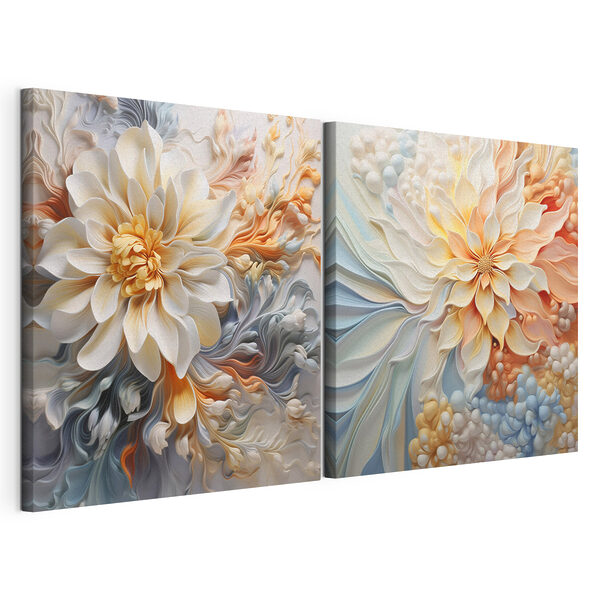 Impression sur toile modulaire - Des fleurs élégantes aux teintes pastel délicates