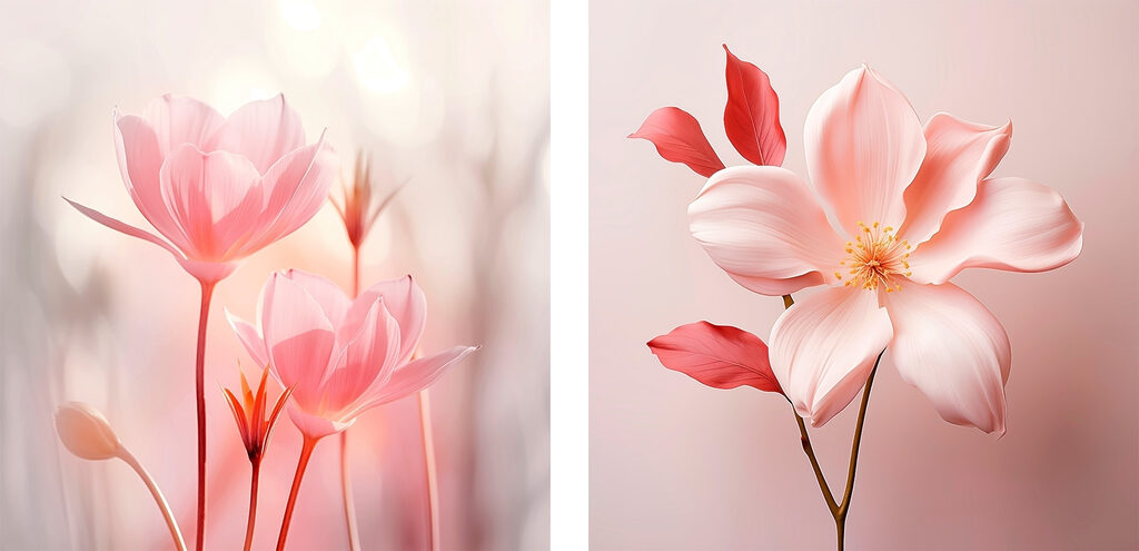 Delicate blooms in soft hues Delicate blooms in soft hues