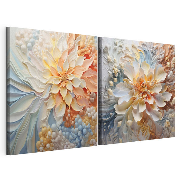 Des motifs floraux élégants aux teintes douces Impression sur toile modulaire Des motifs floraux élégants aux teintes douces
