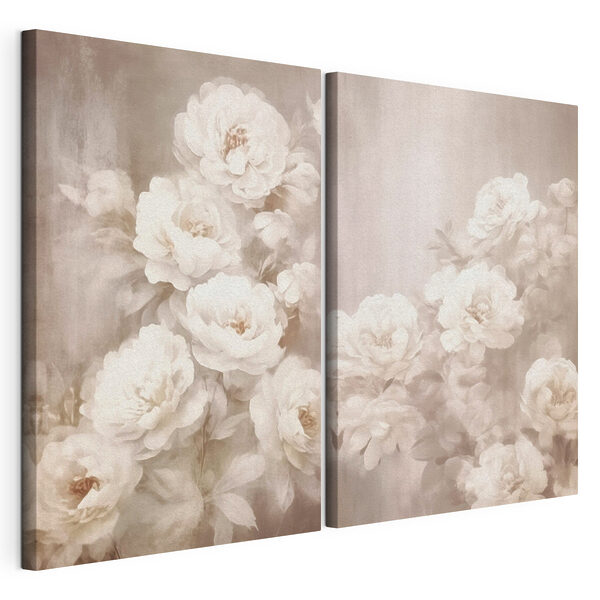 Fleurs délicates aux teintes douces Impression sur toile modulaire Fleurs délicates aux teintes douces