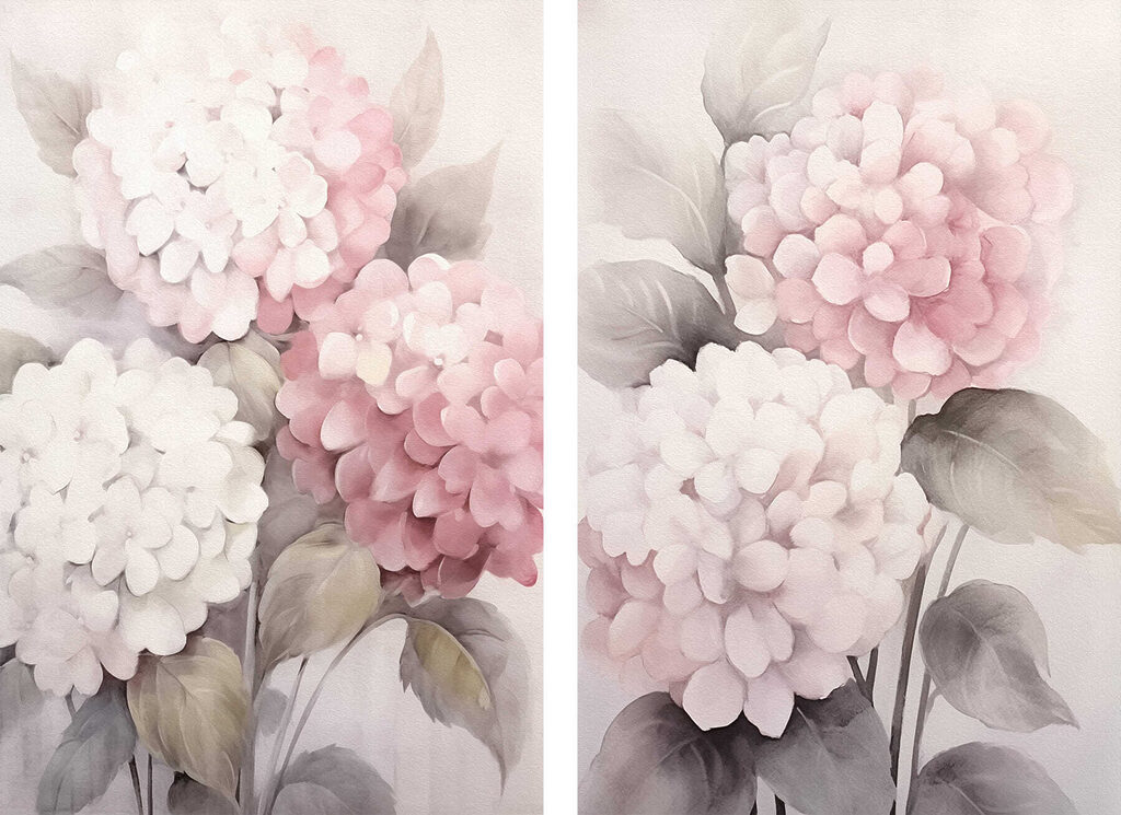Painting of flowers on a white background