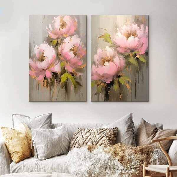 Painting of flowers on a grey background Painting of flowers on a grey background