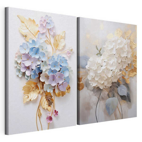 Collage de fleurs sur un mur Impression sur toile modulaire Collage de fleurs sur un mur