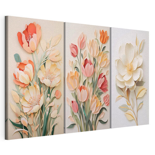 Collage de fleurs en papier Impression sur toile modulaire Collage de fleurs en papier