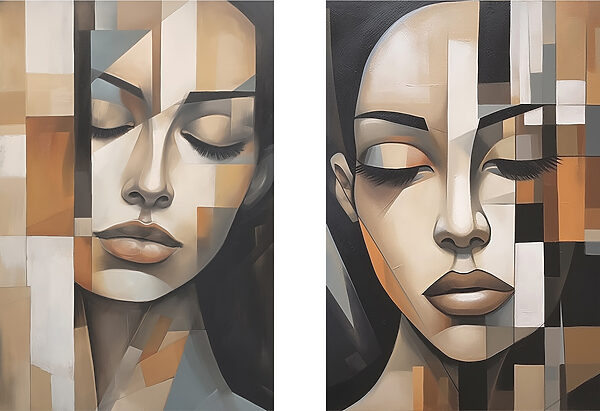 Two paintings of a woman Two paintings of a woman