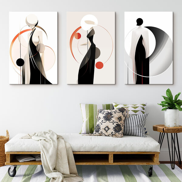 Collage of a woman in a black dress Collage of a woman in a black dress