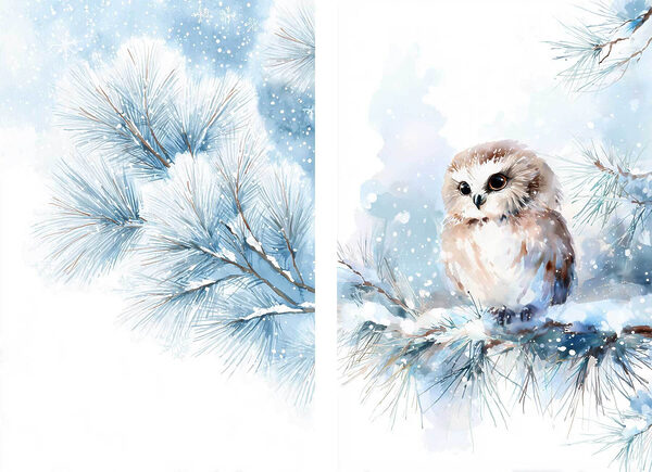 Painting of an owl on a branch Painting of an owl on a branch
