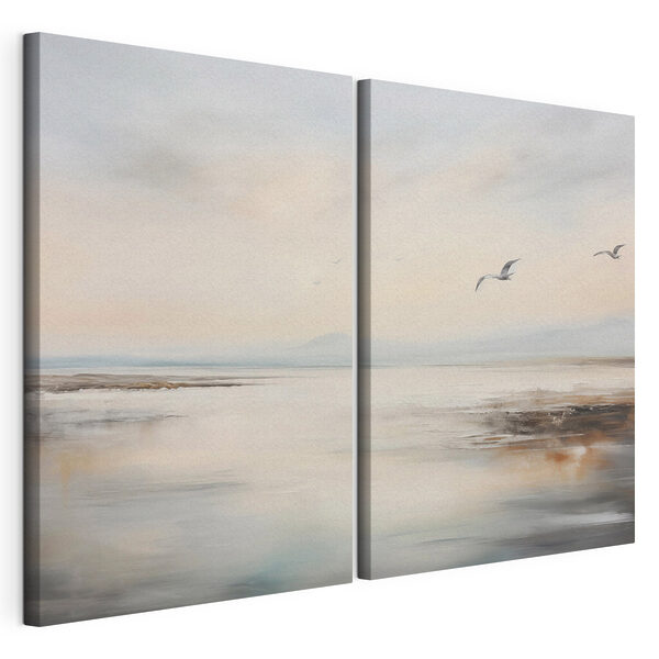 Oiseau survolant une plage Impression sur toile modulaire Oiseau survolant une plage