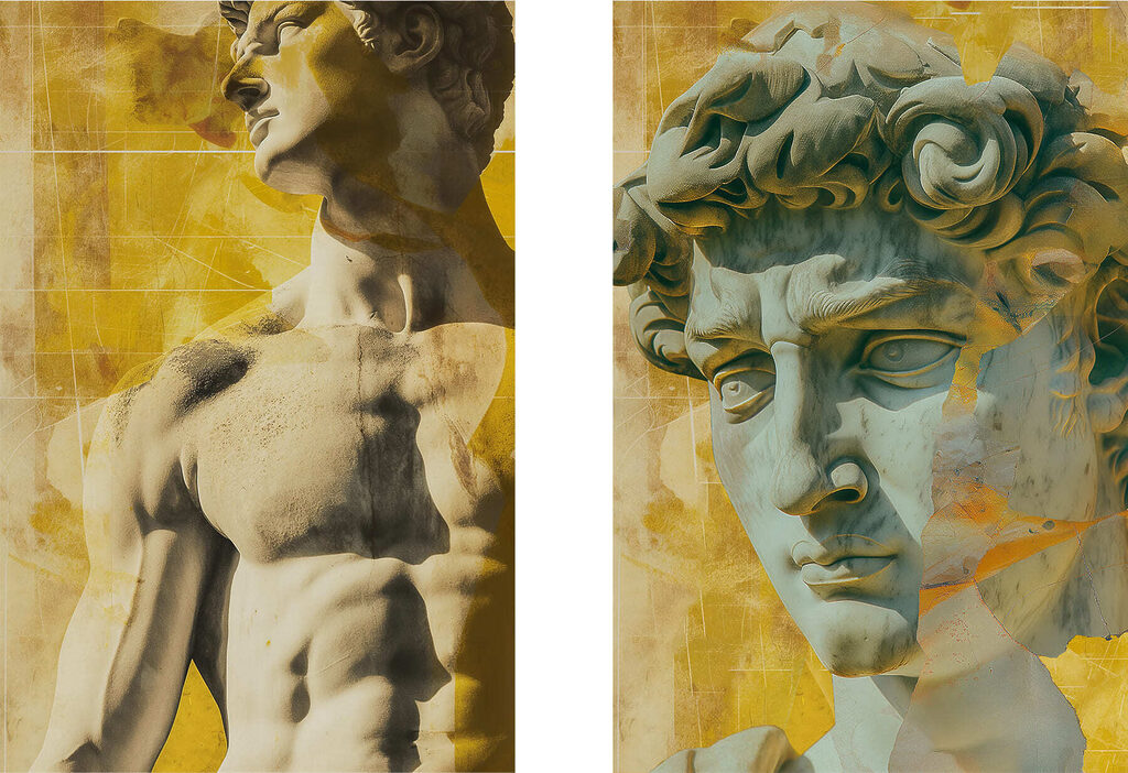 Collage of a statue Collage of a statue