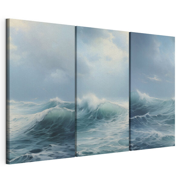 Impression sur toile modulaire Ensemble de vagues dans l'océan