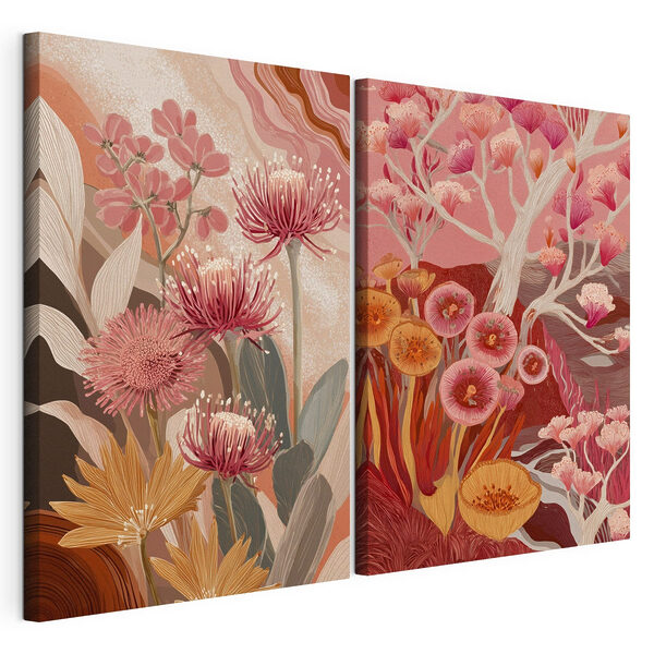 Deux photos de fleurs Impression sur toile modulaire Deux photos de fleurs