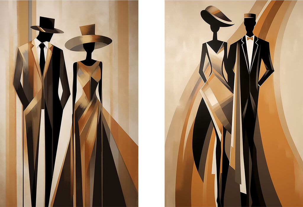 Couple of people in formal attire Couple of people in formal attire