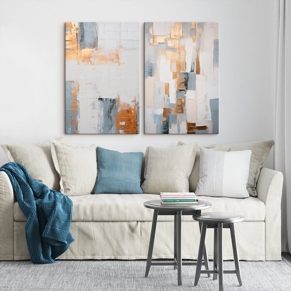 Two paintings of different colors