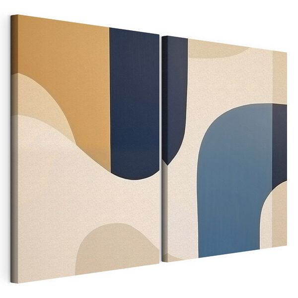 Des formes abstraites aux couleurs apaisantes Impression sur toile modulaire Des formes abstraites aux couleurs apaisantes