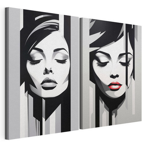 Des portraits oniriques aux contrastes saisissants Impression sur toile modulaire Des portraits oniriques aux contrastes saisissants