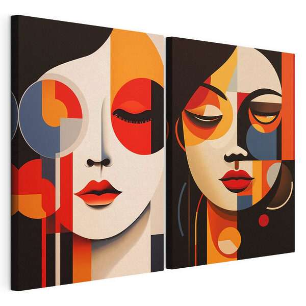 Impression sur toile modulaire Quelques œuvres d'art représentant des visages de femmes
