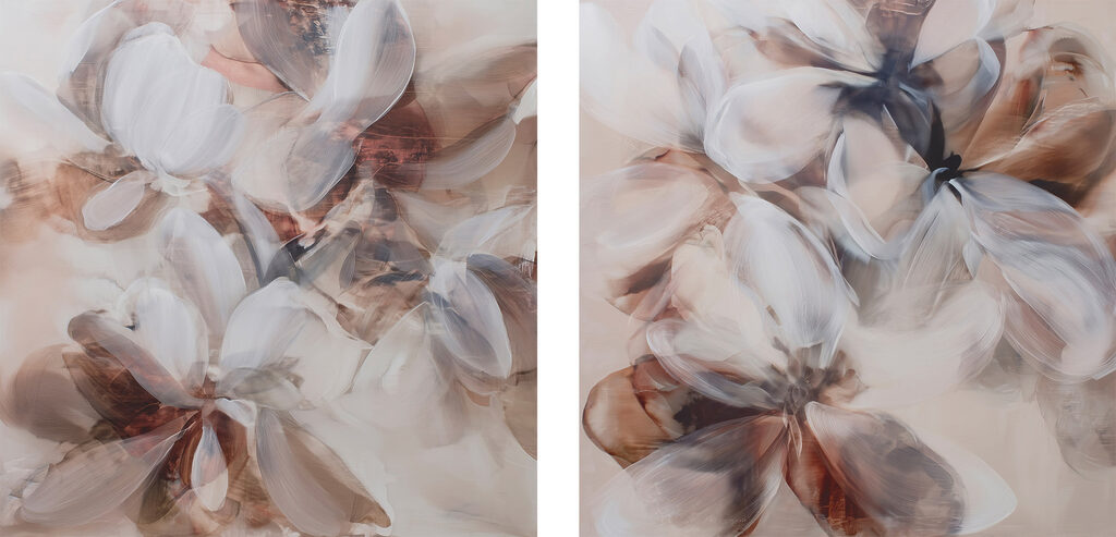 Painting of flowers on canvas