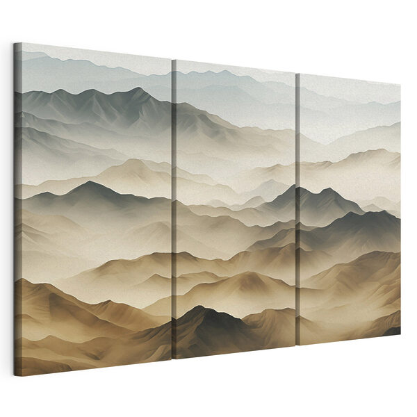 Massif montagneux dans le brouillard Impression sur toile modulaire Massif montagneux dans le brouillard