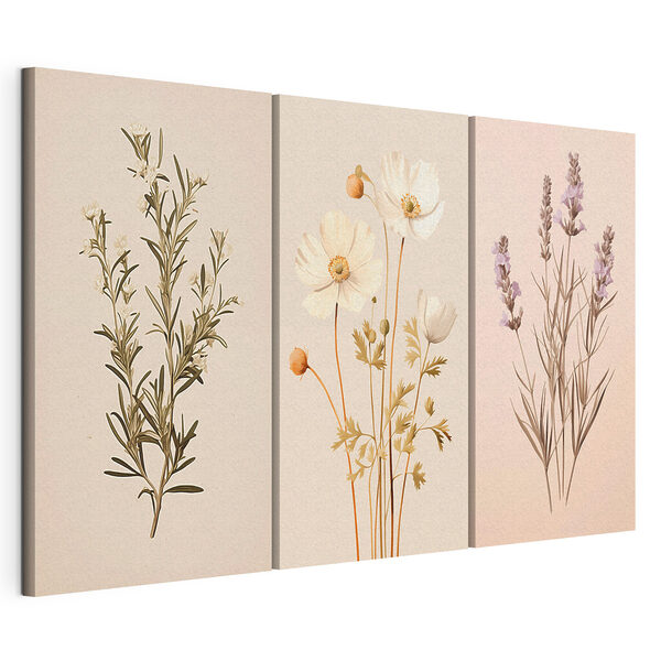 Impression sur toile modulaire Peinture représentant des fleurs blanches