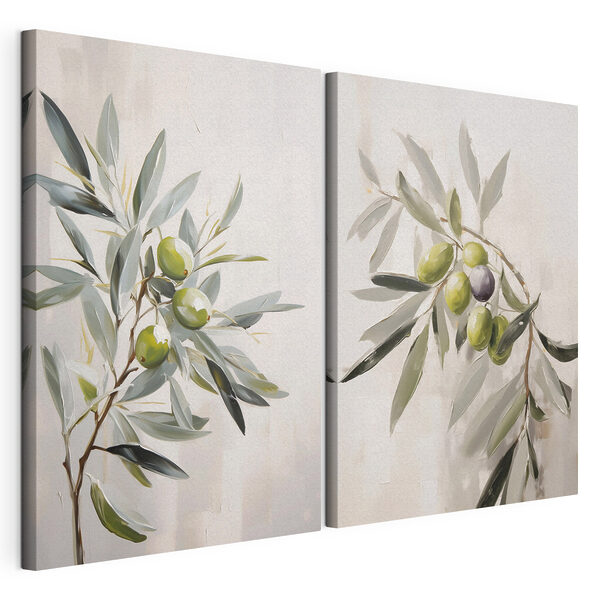 Peinture représentant des olives sur une branche Impression sur toile modulaire Peinture représentant des olives sur une branche