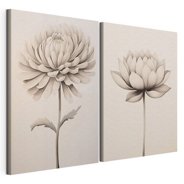 Des fleurs délicates aux teintes douces Impression sur toile modulaire Des fleurs délicates aux teintes douces