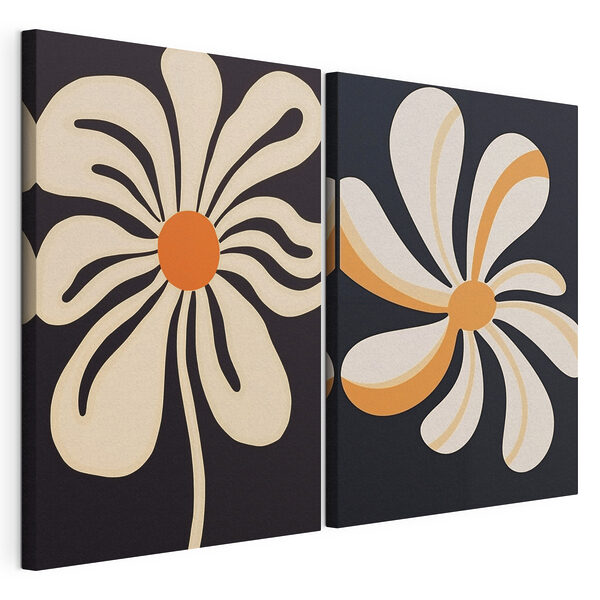 Motifs floraux audacieux dans des tons chauds Impression sur toile modulaire Motifs floraux audacieux dans des tons chauds