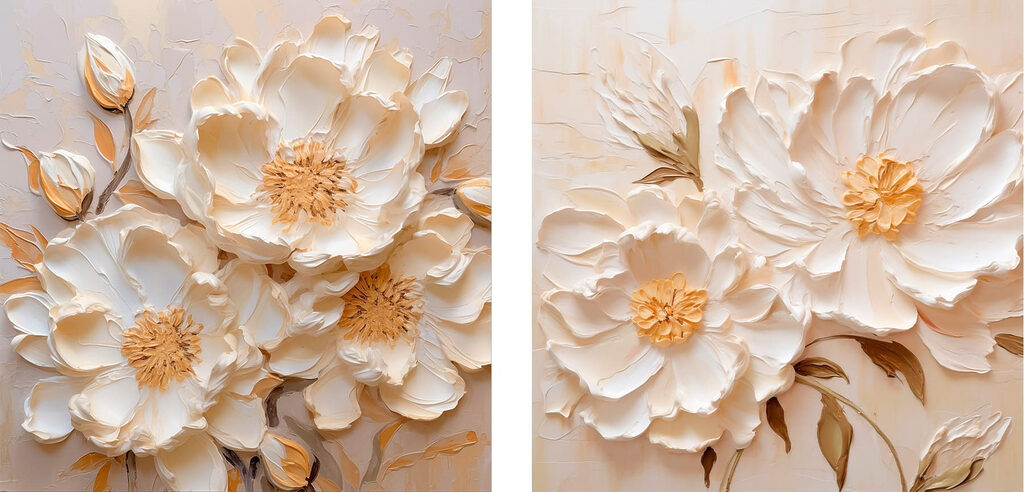Painting of flowers on canvas Painting of flowers on canvas