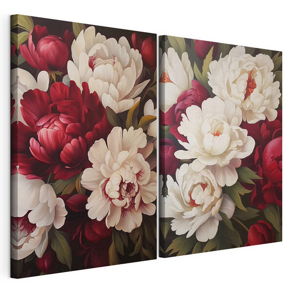 Des fleurs élégantes dans une harmonie éclatante Impression sur toile modulaire Des fleurs élégantes dans une harmonie éclatante