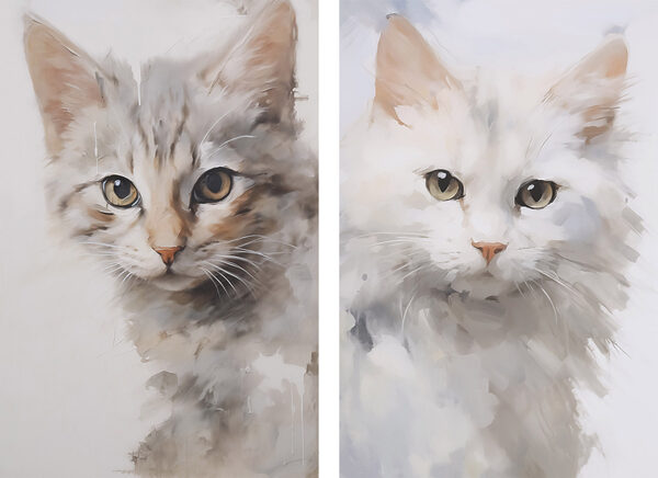 Two cats with their heads turned to the side Two cats with their heads turned to the side