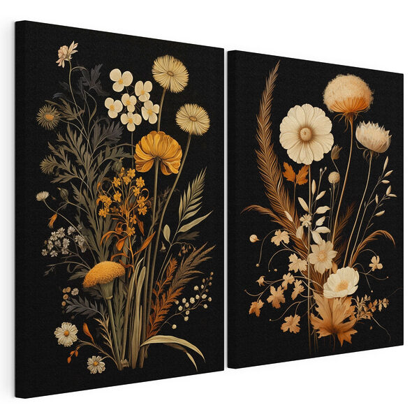 Des fleurs délicates aux teintes douces Impression sur toile modulaire Des fleurs délicates aux teintes douces