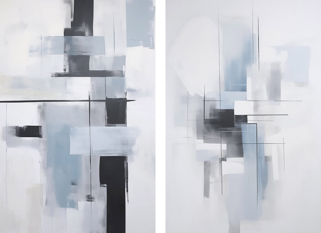 Painting of a grey and black art Painting of a grey and black art