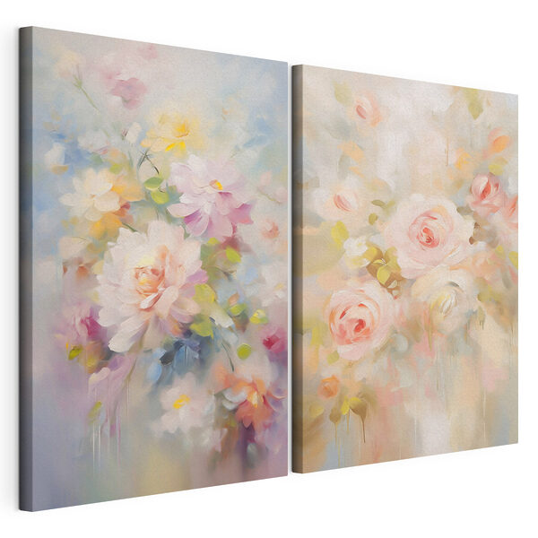 Peinture de fleurs sur un fond blanc Impression sur toile modulaire Peinture de fleurs sur un fond blanc
