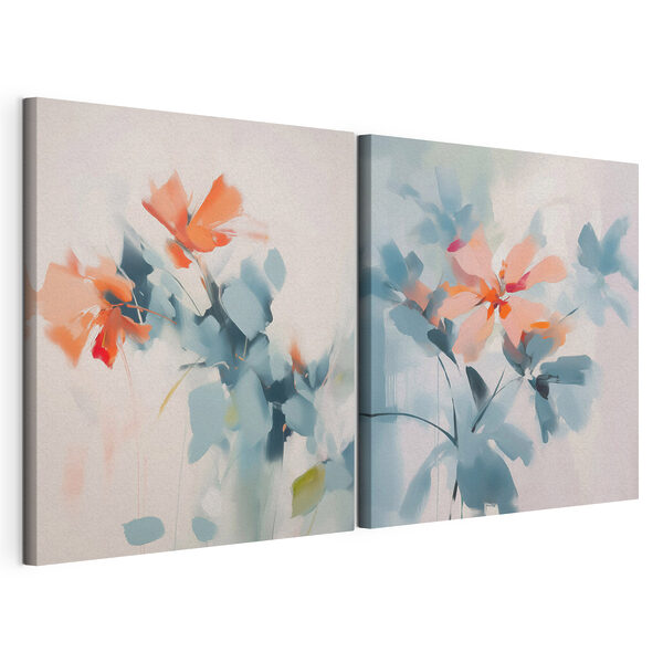 Peinture représentant des fleurs et des feuilles Impression sur toile modulaire Peinture représentant des fleurs et des feuilles