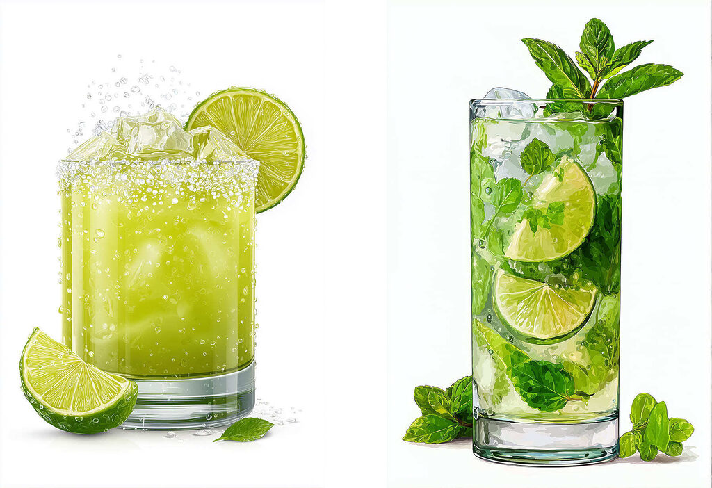 Refreshing summer cocktails in vibrant colors Refreshing summer cocktails in vibrant colors