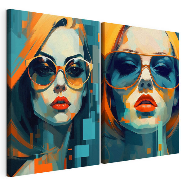 Femme portant des lunettes de soleil Impression sur toile modulaire Femme portant des lunettes de soleil