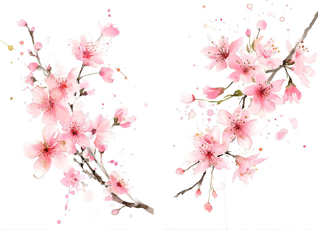 Watercolor of pink flowers Watercolor of pink flowers
