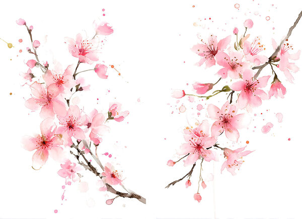 Watercolor of pink flowers Watercolor of pink flowers