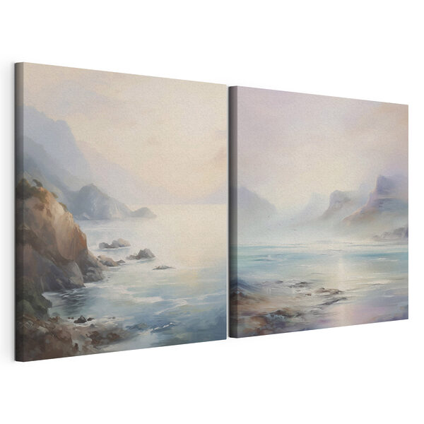 Tableau représentant une plage et un rivage rocheux Impression sur toile modulaire Tableau représentant une plage et un rivage rocheux