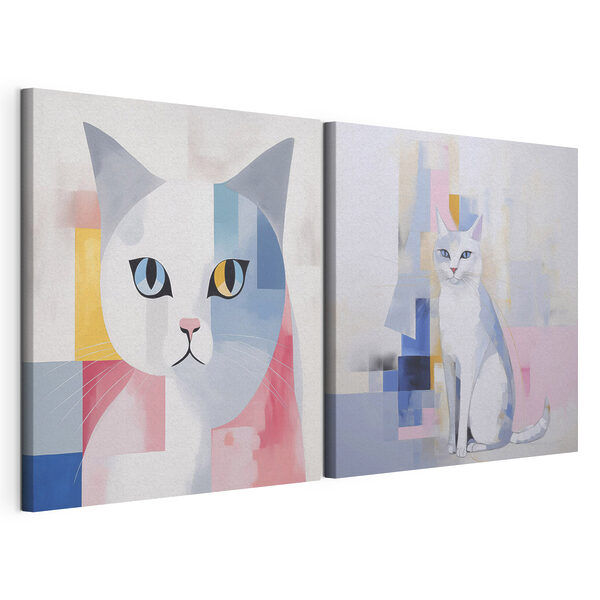 Deux tableaux représentant un chat Impression sur toile modulaire Deux tableaux représentant un chat