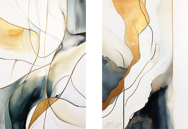 Two paintings of different colors