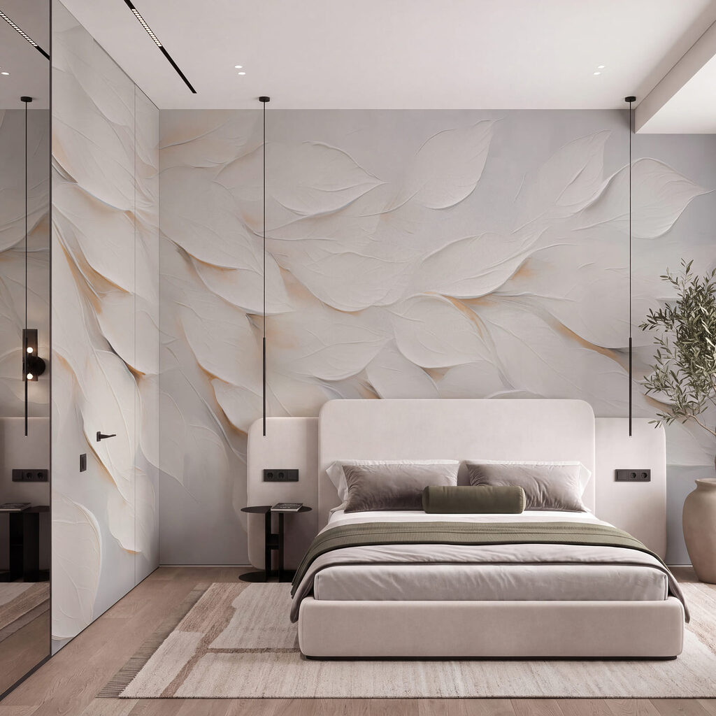 Peinture représentant une feuille blanche sur un fond blanc