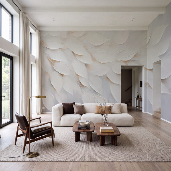 Peinture représentant une feuille blanche sur un fond blanc