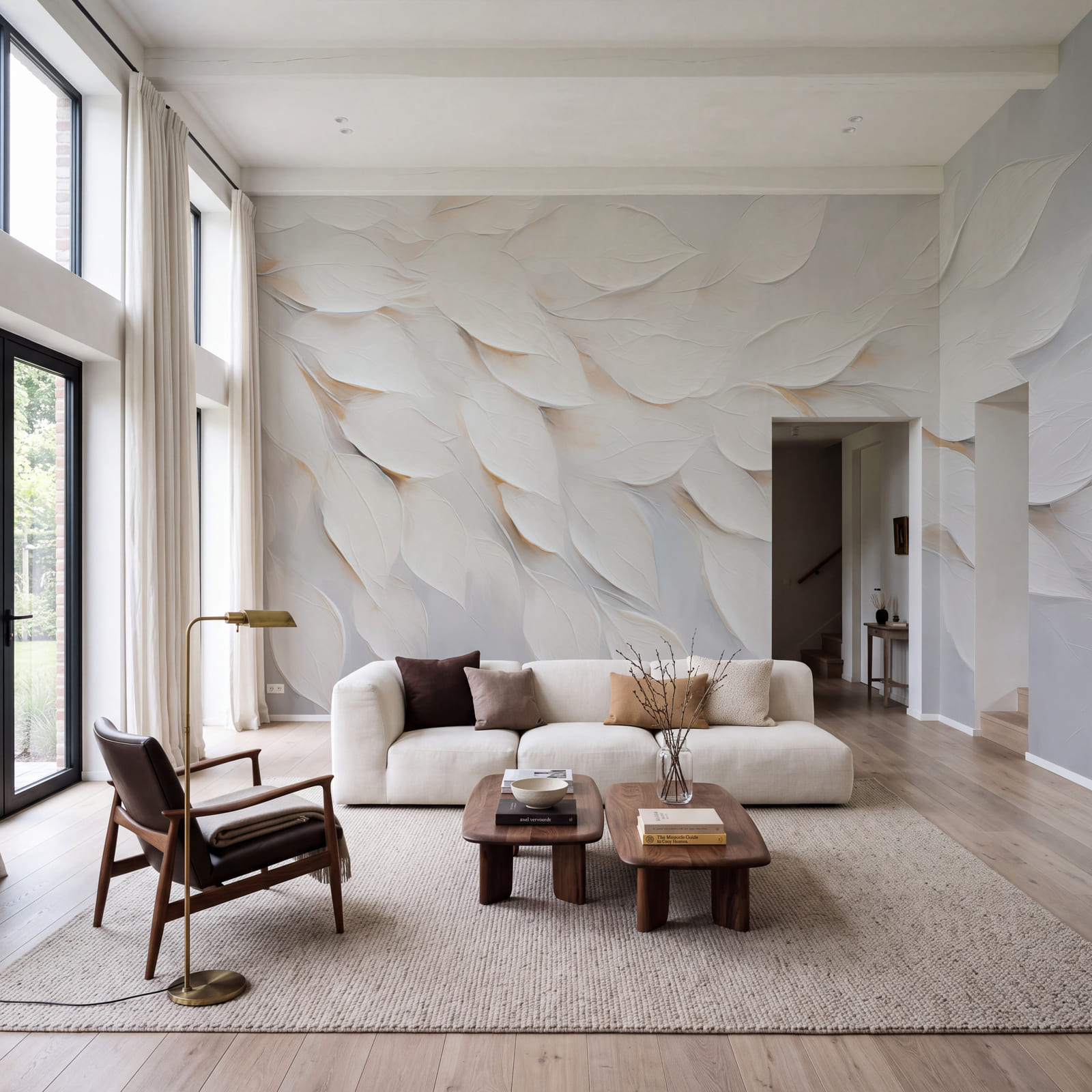 Peinture représentant une feuille blanche sur un fond blanc