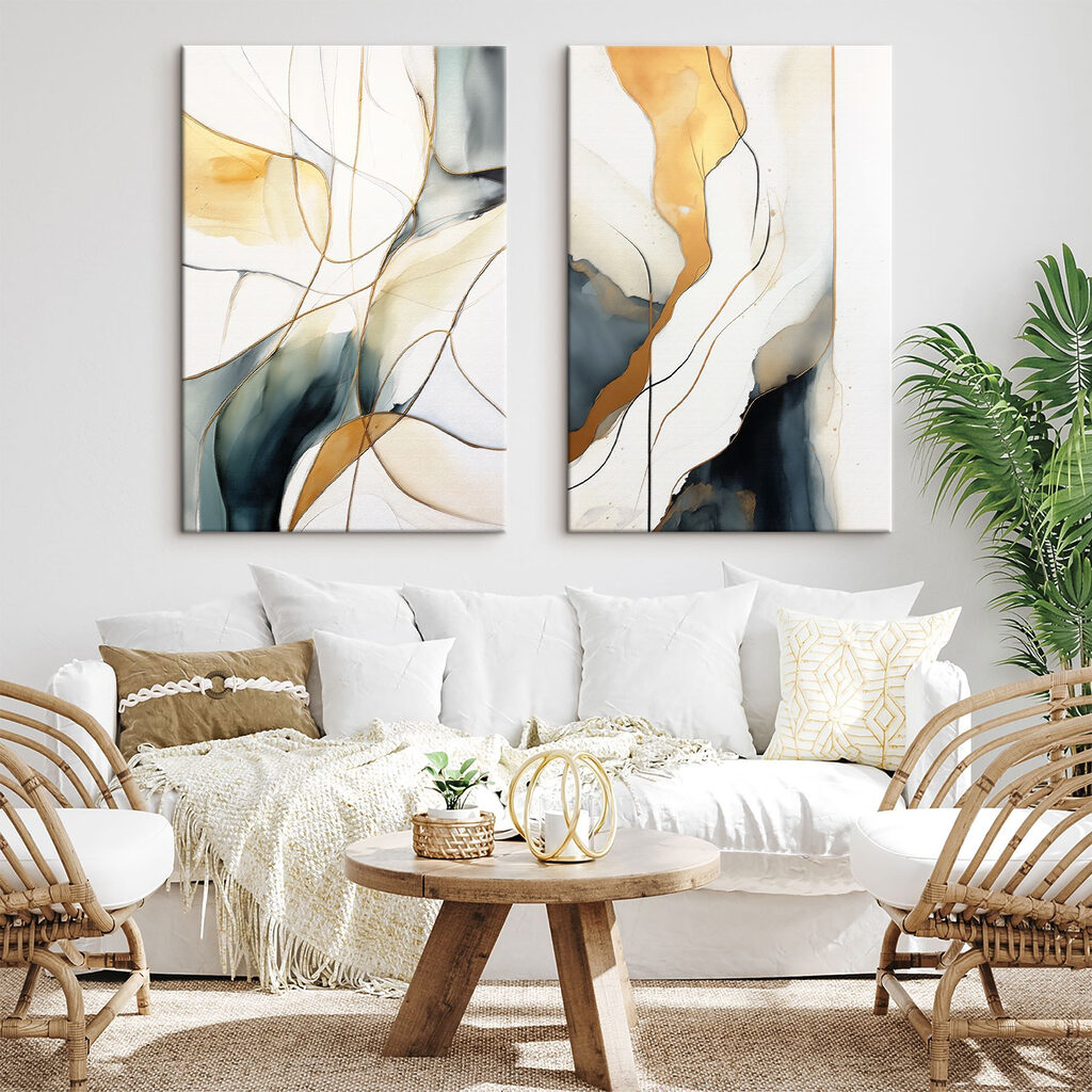 Two paintings of different colors
