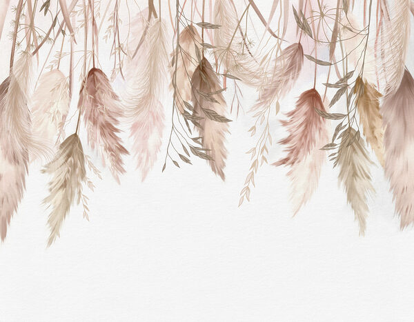Soft feathery patterns in pastel hues