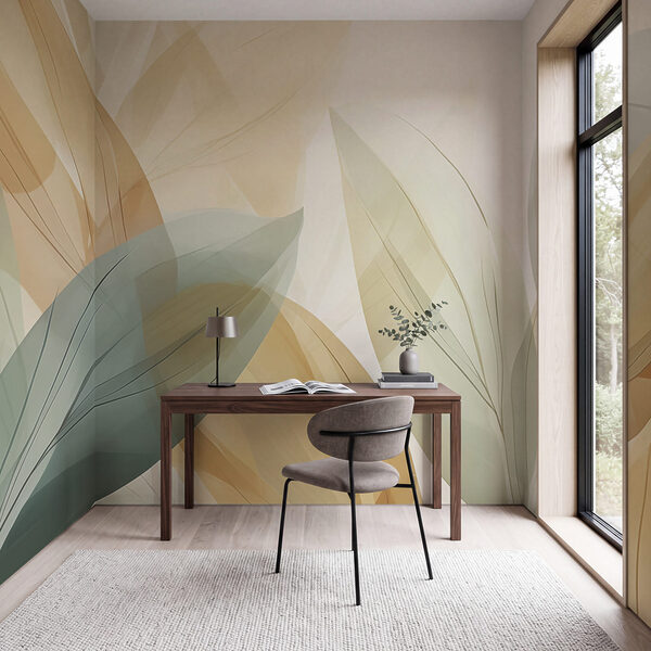 Des feuilles translucides virevoltent dans des teintes douces Des feuilles translucides virevoltent dans des teintes douces